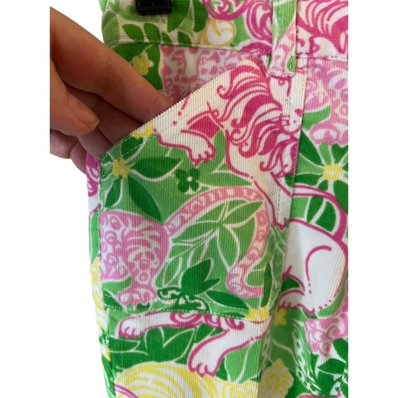 Lilly Pulitzer Girls Multicolor Floral Corduroy Front Pockets Flared Pants 8 - Picture 5 of 8